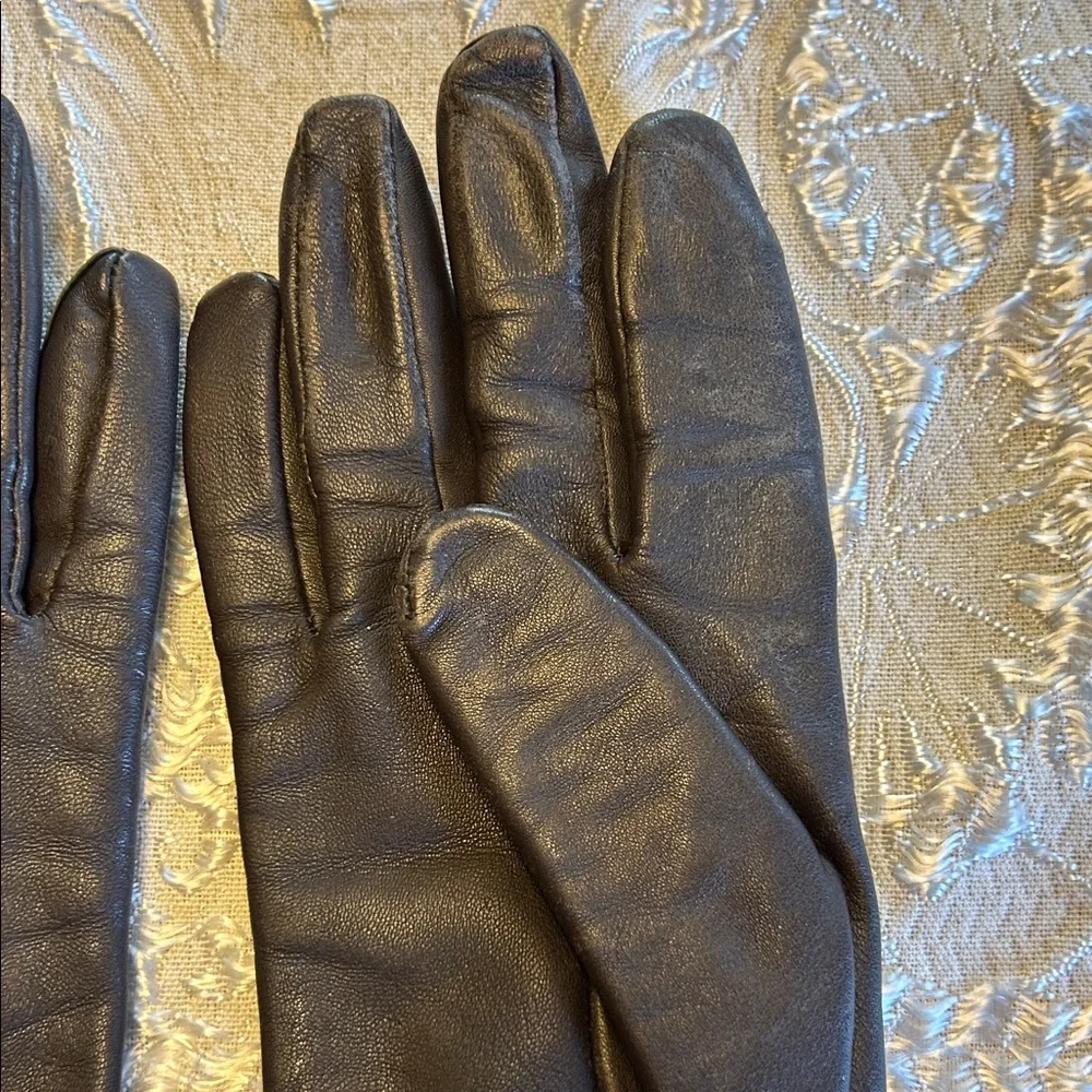 Fownes Women's Elegant Dark Brown Leather Gloves with Plush Fur Cuff; Size XL